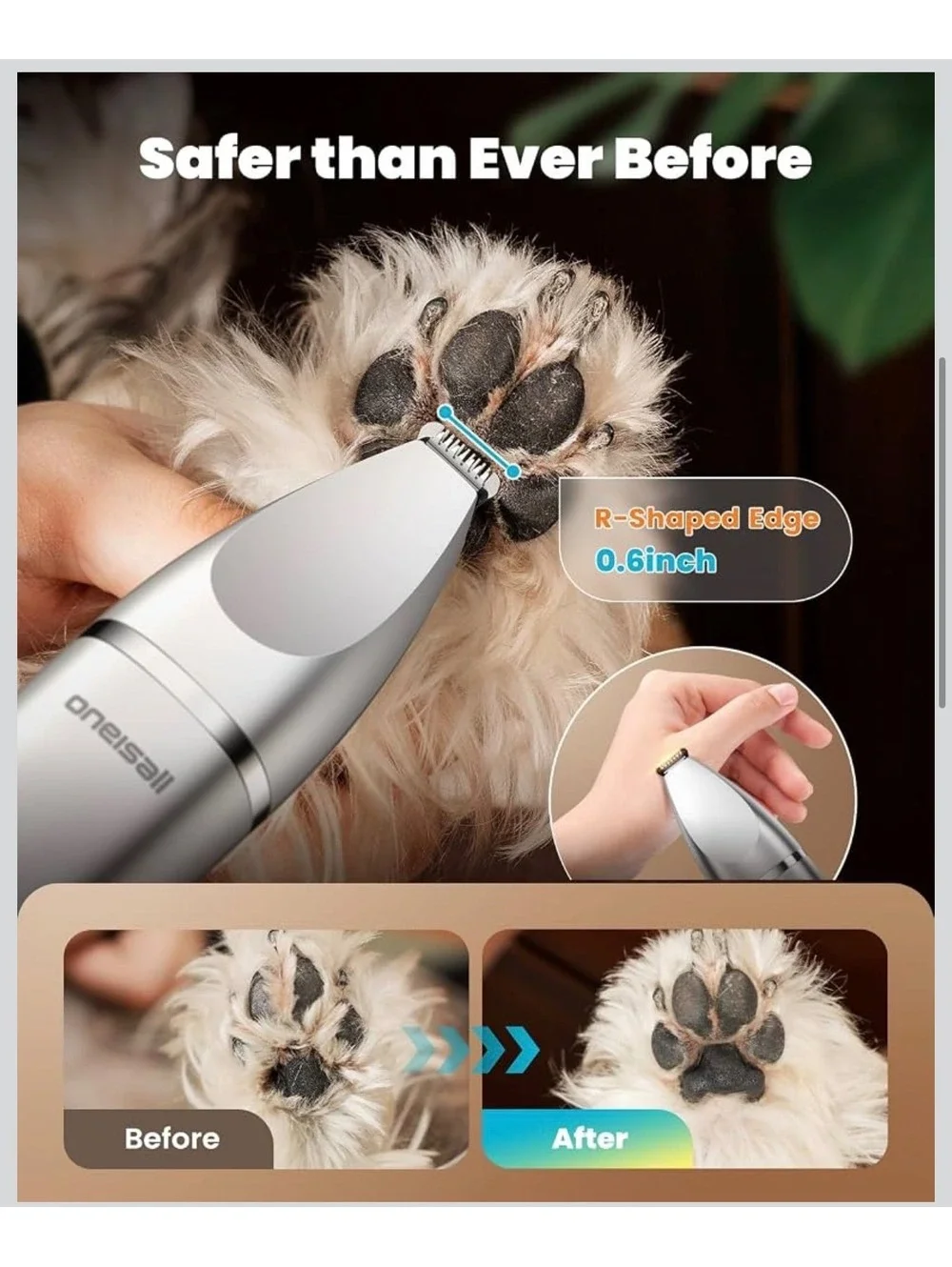 oneisall 4 in 1 Dog Grooming Kit with LCD Display - Rechargeable Pet Hair Trimer